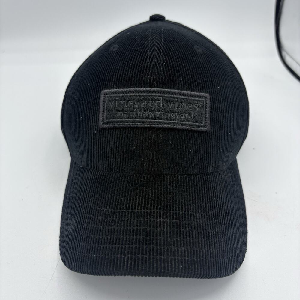 Vineyard Vines Hat Cap Adult Adj Snapback Cotton Corduroy Black Whale B2
